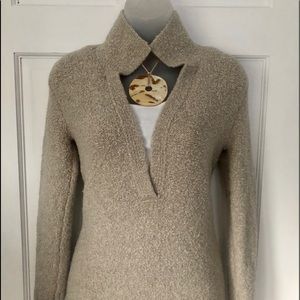 Soft Boucle Sweater with V-Neck Collar